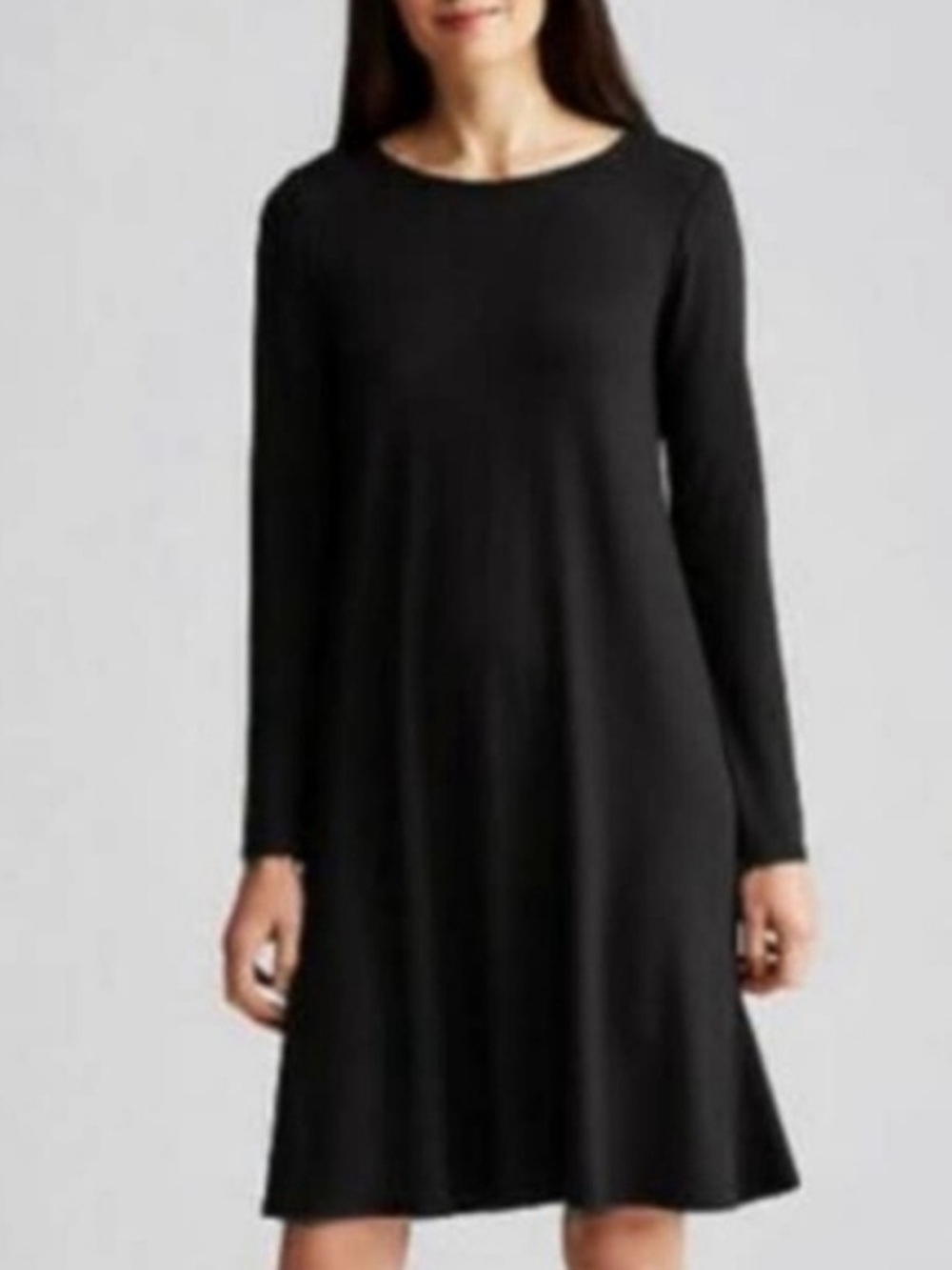 Eileen Fisher jersey knit long-sleeve shift dress Size Medium